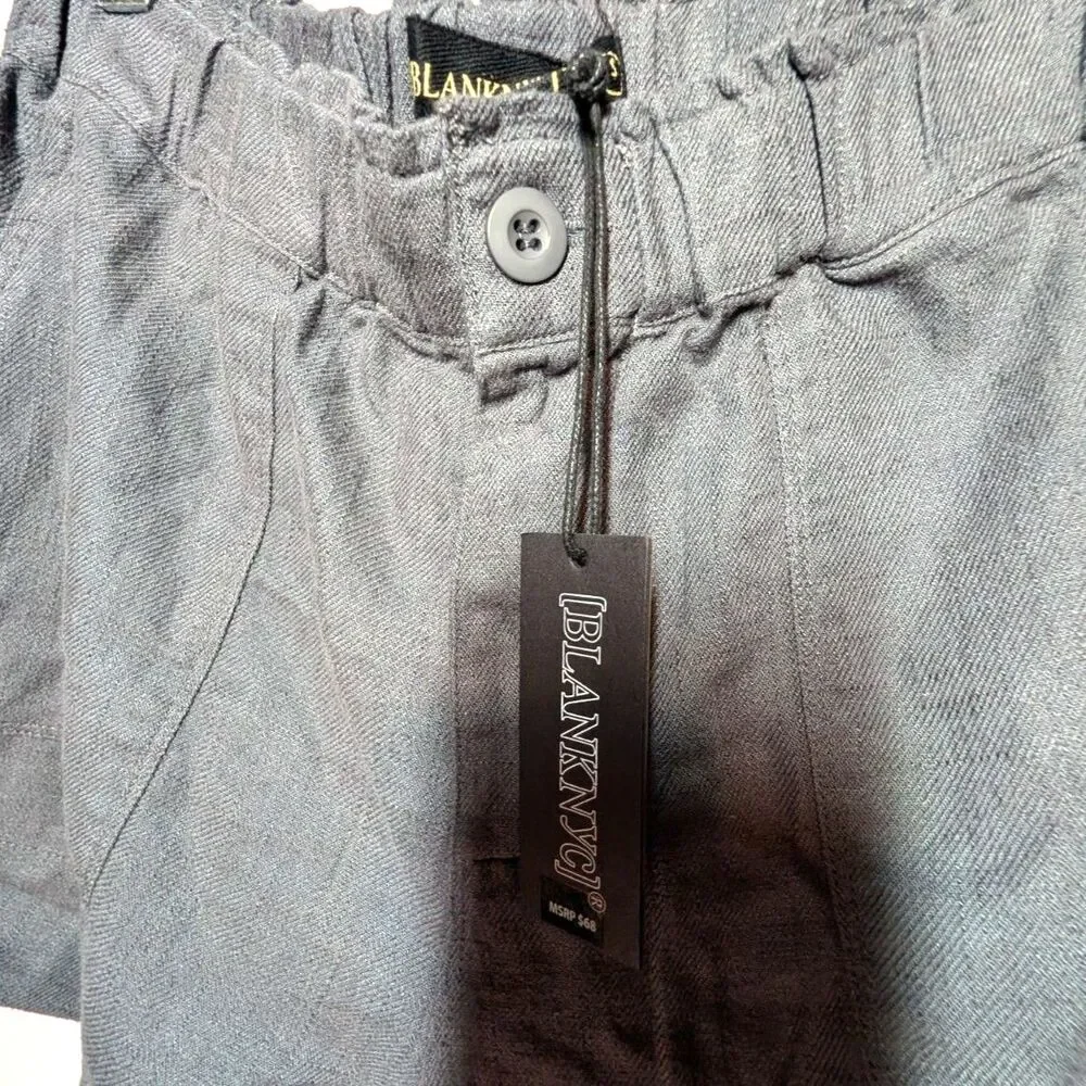 NWT BLANKNYC Gray Linen Blend Paperbag Waist Shorts Women's Small Casual Summer